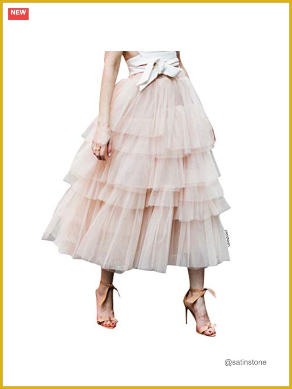 Tiered Layered Mesh Tulle A-line Midi Skirt for Prom Party Ballet